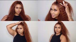 Quick Half Up Half Down Hairstyle Ft. Beauty Forever Hair | Auburn Jerry Curl Wig | Ona Oliphant