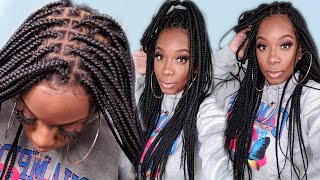 Very Realistic! Knotless Braided Wig With Full Lace | Ready To Wear | Neat And Sleek