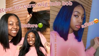 How To: Turn Old Synthetic Wig Into Bob | Beginner Friendly!
