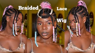 Installing My Braided  Full Lace Wig Using Got2Be Spray | Half Up Half Down Knotless Braid Style