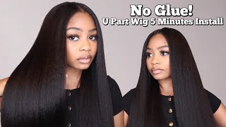 Best Glueless & Most Natural Kinky Straight| U Part Wig Install Ft. West Kiss Hair