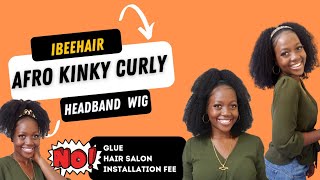 Styles For Afro Kinky Curly Headband Wig Ft.Ibeehair