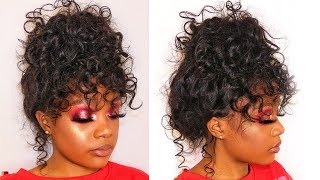 Lazy Wig Super Curly Top Bun W  Faux Bangs No Glue Tutorial Ft. Sowigs