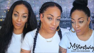 What Lace Wig ⎮How To Dutch Braids High Bun & Side Ponytail On A Glueless Full Lace Wig ⎮Myfirstwig
