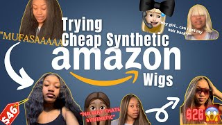 Trying Cheap Amazon Wigs Pt.1// Super Cute, Affordable, Good Quality Synthetic Wigs!!