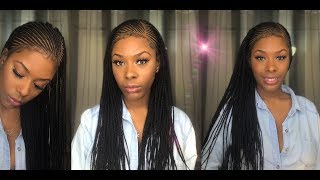 Sensationnel Synthetic Swiss Lace Wig - Side Part Cornrow * Hairsoflyshop *