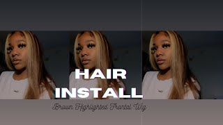 Highlighted Straight Frontal Wig Install
