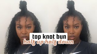 Top Knot Bun With Face Framing Pieces 360 Lace Front Deep Curly Wig Ft Superbwigs