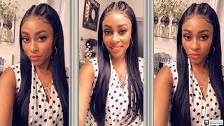 Affordable  Braided Synthetic 13X6 Lace Wig Tutorial + Review(Perfect Hairline "Iman") Ft.