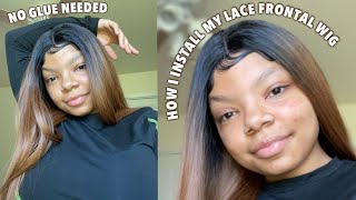 How I Install My Beauty Supply Lace Frontal Wig | No Glue Needed & Beginner Friendly #Lacefrontalwig