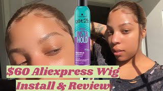 $60 Aliexpress Human Hair Wig Review & Install Using Got2B High Instant Hold Hairspray