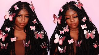Sensationnel Braided Hd Swiss Lace Wig Cloud 9 4X4 Lace Parting Butterfly Locs 30"