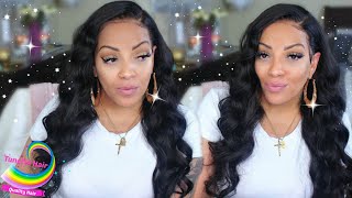 Come Correct How To Beachy Waves 360 Lace Frontal Wig Super Easy Wig Install Feat Tuneful Hair