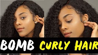Hairspells Lace Front Deep Curly Hair Install! No Glue Method!
