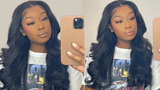 Bomb Kinky Straight Wig Install + Curling Tutorial | Wow African