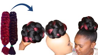Diy Quick Bun Hairstyle Using Expression Braid Extension - Easy Bun Wig
