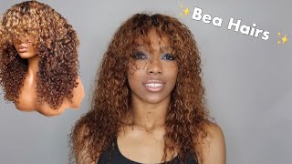 Bea Hairs Ready To Wear 360 Frontal Install | Glueless Wig Install | Curly Bang Unit