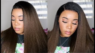 Ombre Yaki Straight 360 Lace Front Wig I No Babyhairs  I Yoowigs