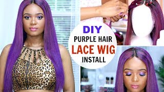 Diy Purple Hair - Watch Me Bleach This Hair | Lace Frontal Wig Install | Omabelletv
