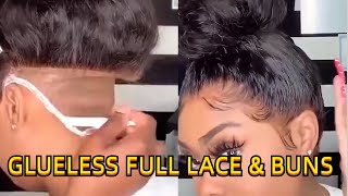 Frontal Buns Step By Step Install Tutorial | Glueless Lace & No Sew In Review|Arabella Hair