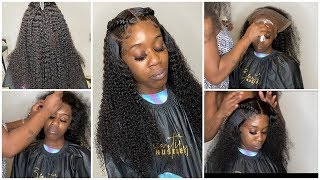 Lace Wig Install W/ 2 Braids✨| Pre-Plucked And Bleached Curly Wig| Superbwigs