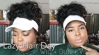 Super Easy Lazy Day Bun With Wig & Visor