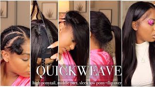 Versatile Quick Weave |High Ponytail, Middle Part, Sleek Ponytail Ft. Beautyforeverhair
