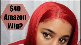 $40 Amazon Red Lace Front Wig Install | No Glue | Kryssma
