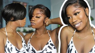 Watch This Before Cutting Off Your Hair! Short Pre-Cut Lace Wig Install Ft Omg Her Hair