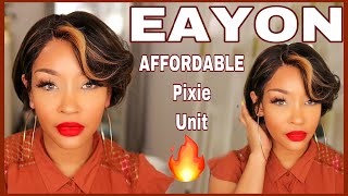  Natural Pixie Wig With Honey Blonde Highlights| Ft. Eayon Hair
