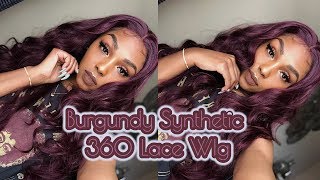 Burgundy Synthetic 360 Lace Wig -Mblf260 Rae Ft Ebonyline