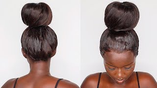 Second Attempt Up Do Bun Hairstyle On 360 Brazilian Lace Frontal Wig | Tutorial