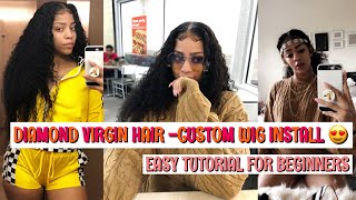 Lace Frontal Wig Install The Easy Way | No Glue!! Ft. Diamond Virgin Hair Co | Irvy Chery