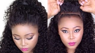 How To Make A Curly Hair Frontal Wig Tutorial || Start To Finish || No Glue! No Sewn! No Hair Out.