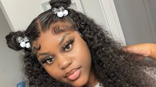 Two Bun Wig Install On Curly Hair With Fluffy Baby Hairs Ft. Ayiyi