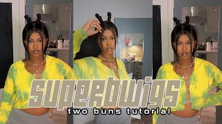 Space Buns/Double Buns Tutorial Ft Superbwigs Silky Straight Wig