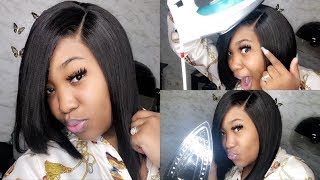 Ironing My Hair! | Easy Wig Install For Beginners No Glue| Omgqueen.Com