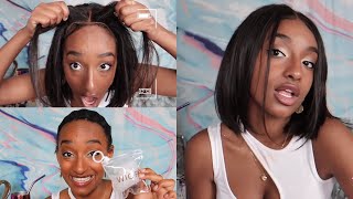 Quick & Easy Wig Install With No Glue! Bob Wig With Clip In Bangs|Hairvivi