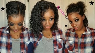 Super Easy & Quick Braided Updo Ft. African Mall Jerry Curly Bob Wig! | Transparent Lace