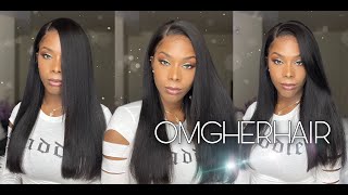 Light Yaki Texture Wig For Everyday | Omgherhair 360 Pre Plucked Wig | Elastic Band Install