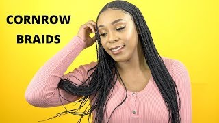 Model Model Synthetic Hair Braided 5X5 Lace Wig - Cornrow Braids --/Wigtypes.Com