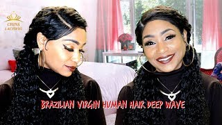 Chinalacewig Brazilian Virgin Human Hair Deep Wave 360 Lace Frontal Wigs
