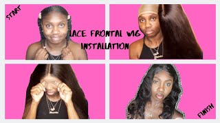Very Detailed Lace Frontal Wig Install Video! | No Glue Method‼️