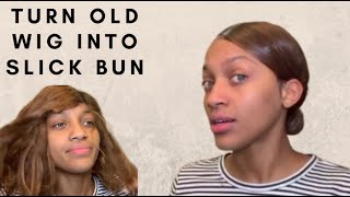 How To Turn Your Old Wig Into A Slick Back Bun Tutorial | Quick & Easy | Alma Victoria'S Wig