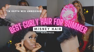 Misney Hair Aliexpress Wig Unboxing| Best Curly Hair For Summer| Curly Hair Wig Unboxing