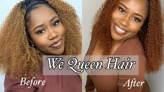 From Blonde To Ginger | Water Color Method | 1B/30 Curly Headband Wig | We Queen Hair