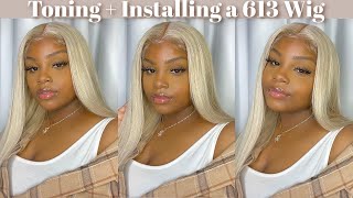 Toning My 613 Wig Using The Watercolor Method!! | Flawless Silky Blonde Hair Ft. Beauty Forever Hair