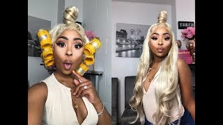 Half Up Half Down Hair Style |Curling My Synthetic Blonde 613 Wig