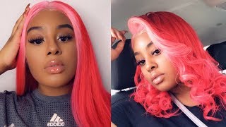 Watercolor Red X Pink Lace Front Wig #613 Hair Ft. Ali Annabelle Hair