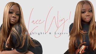 ♡ Spring Ready Affordable Blonde & Brown Highlighted Lace Wig | Beautyforeverhair